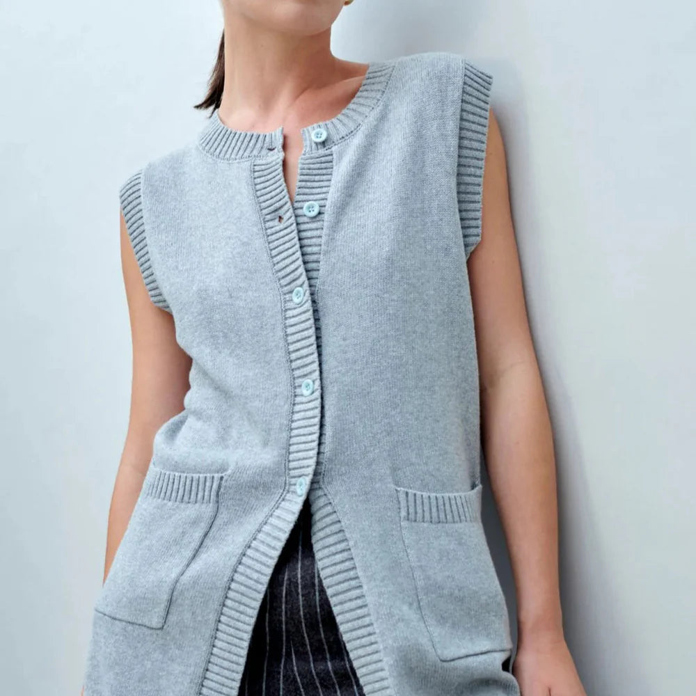 Gray Split Front Vest