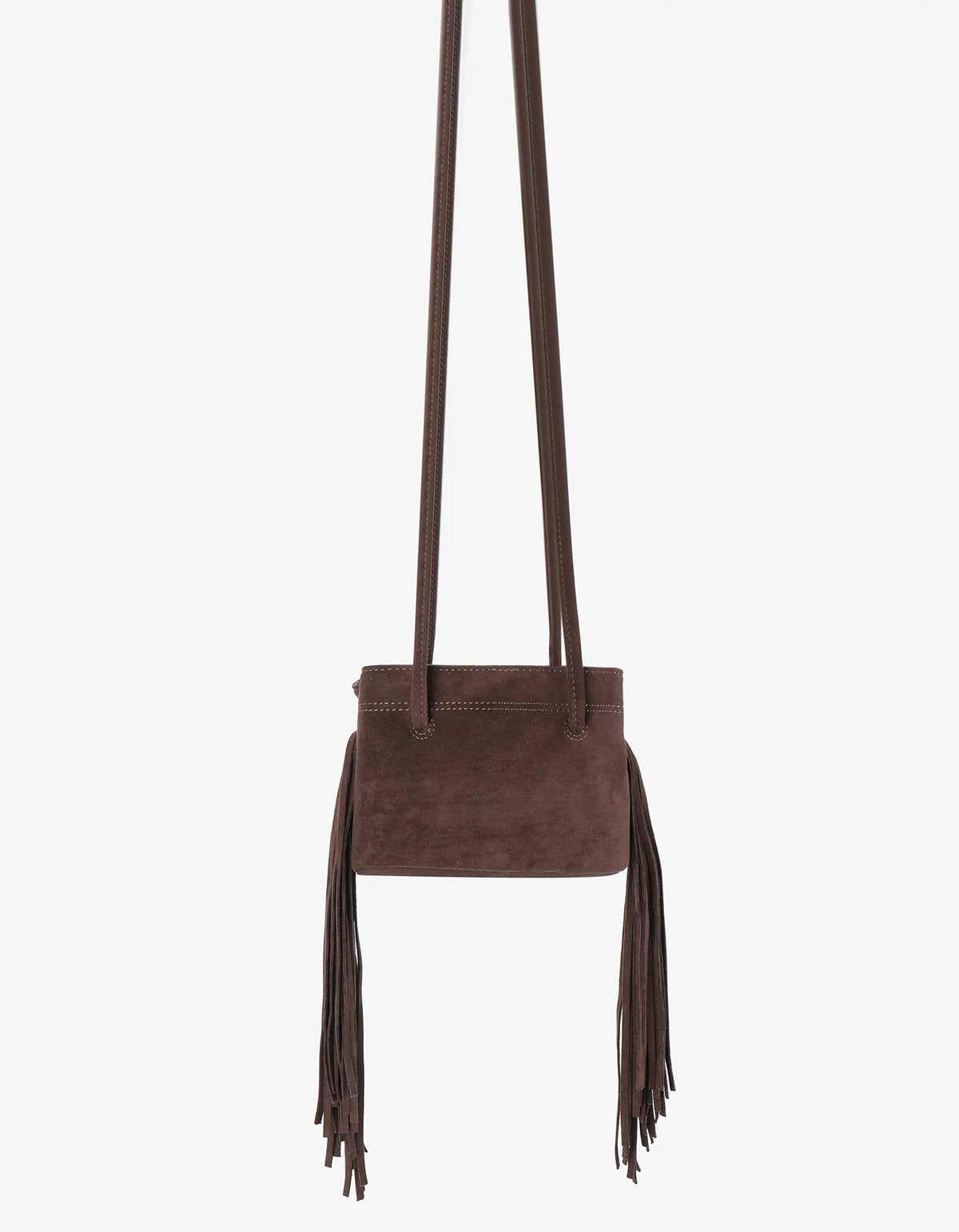 Remi + Reid Noe Fringe Faux Suede Bag | Chocolate