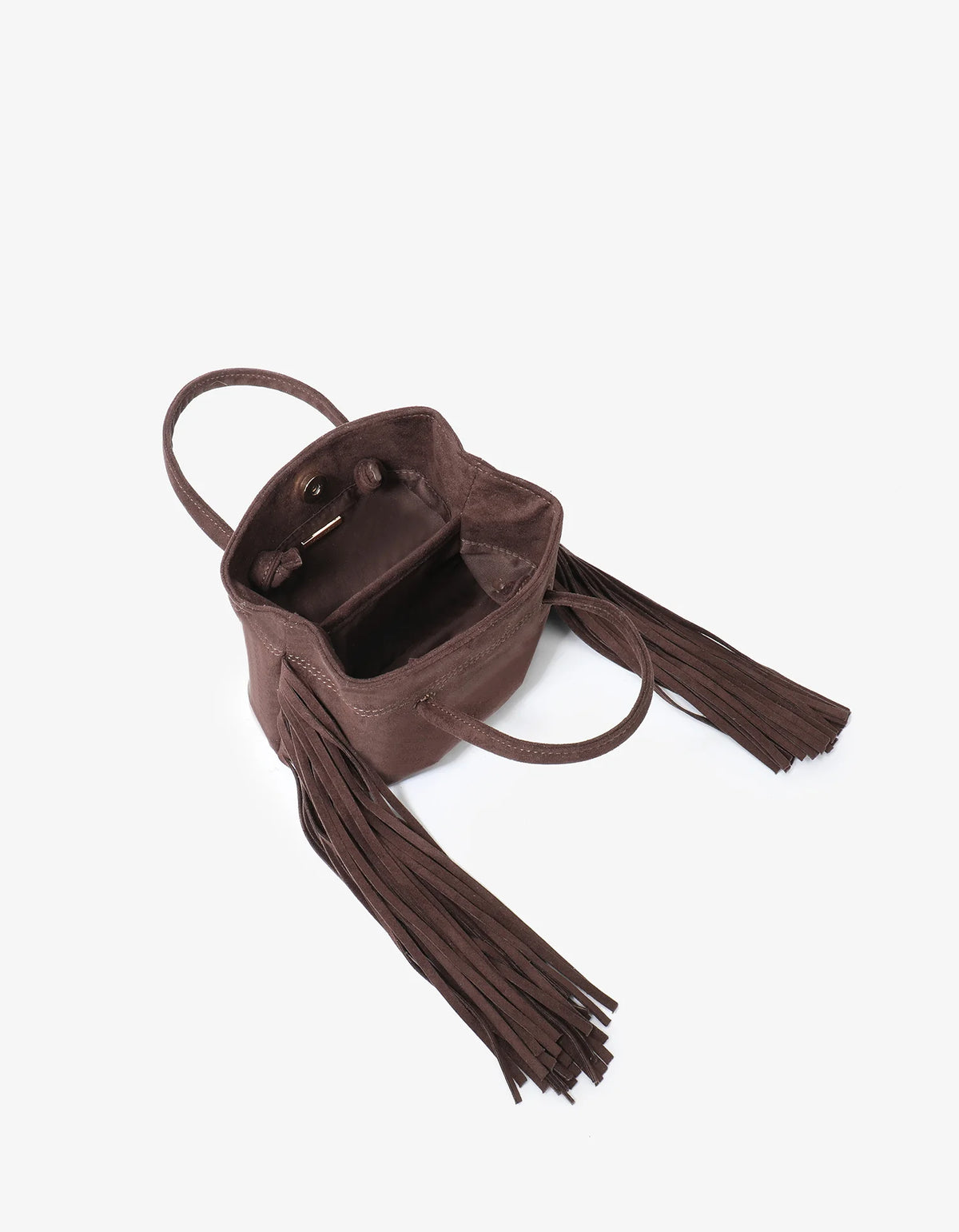 Remi + Reid Noe Fringe Faux Suede Bag | Chocolate