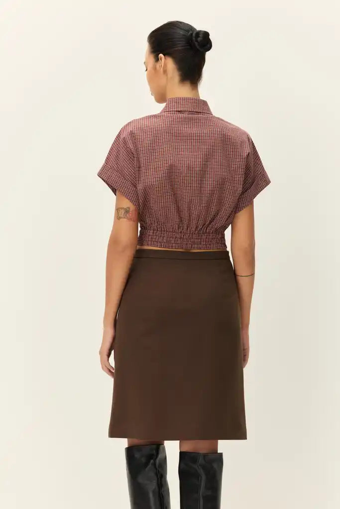 Elodie The Label Florence Crop Shirt | Wine Multi