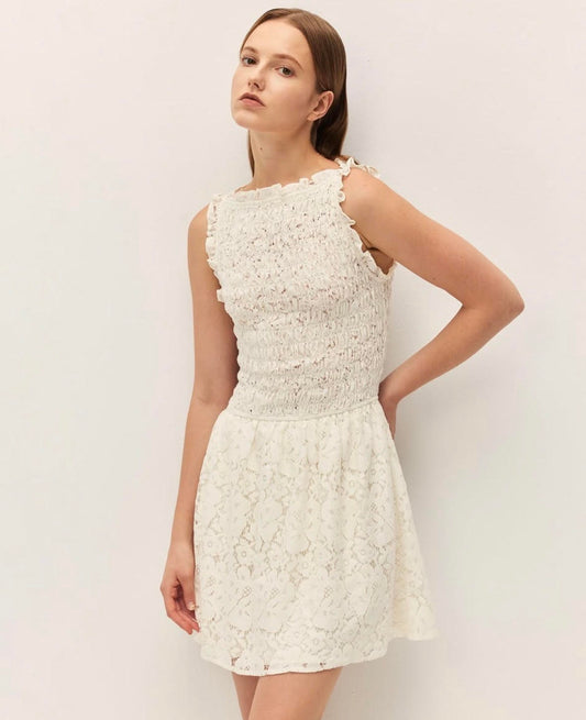 Elodie Tahlia Lace Mini Dress  | Cannoli Cream