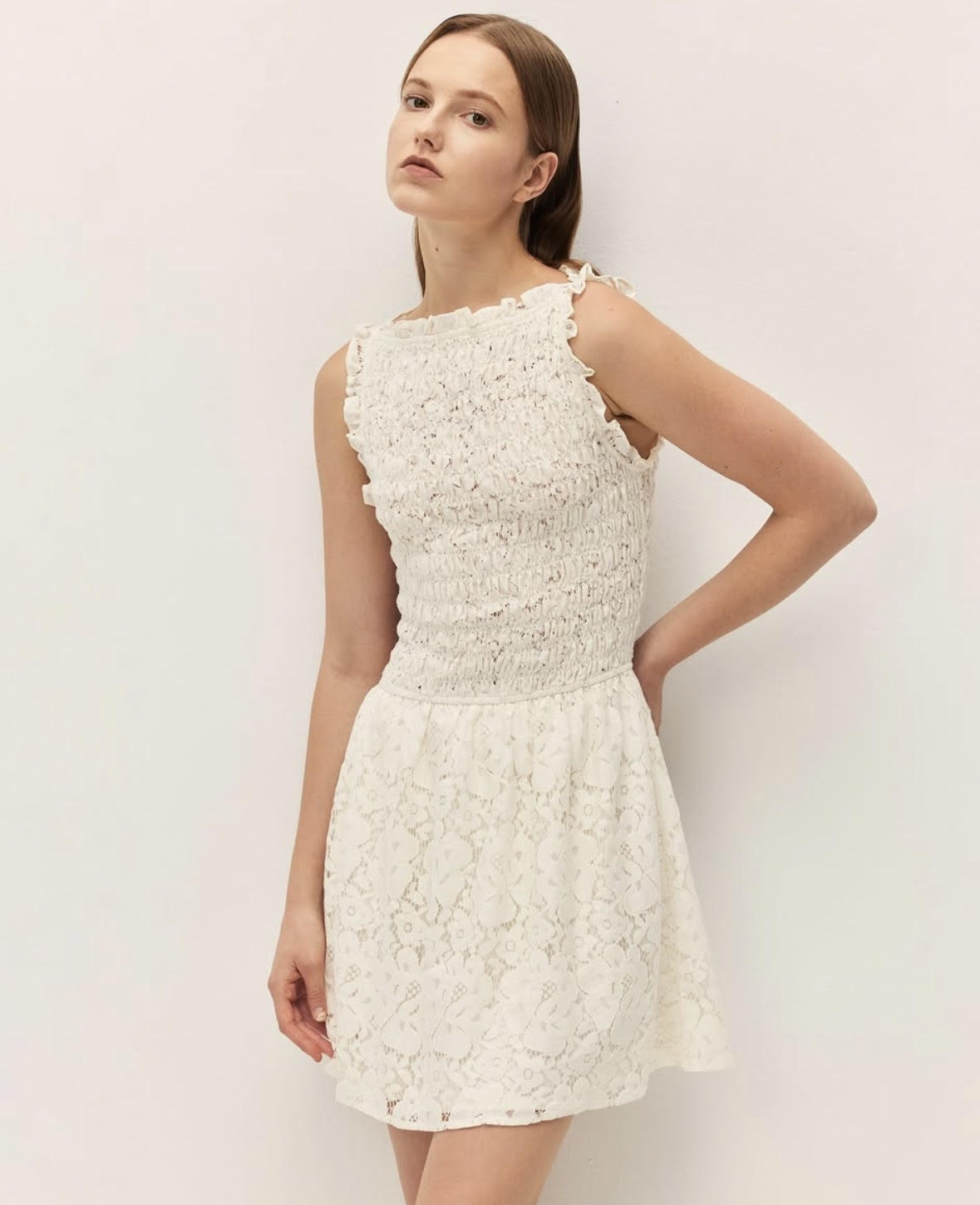 Elodie Tahlia Lace Mini Dress  | Cannoli Cream