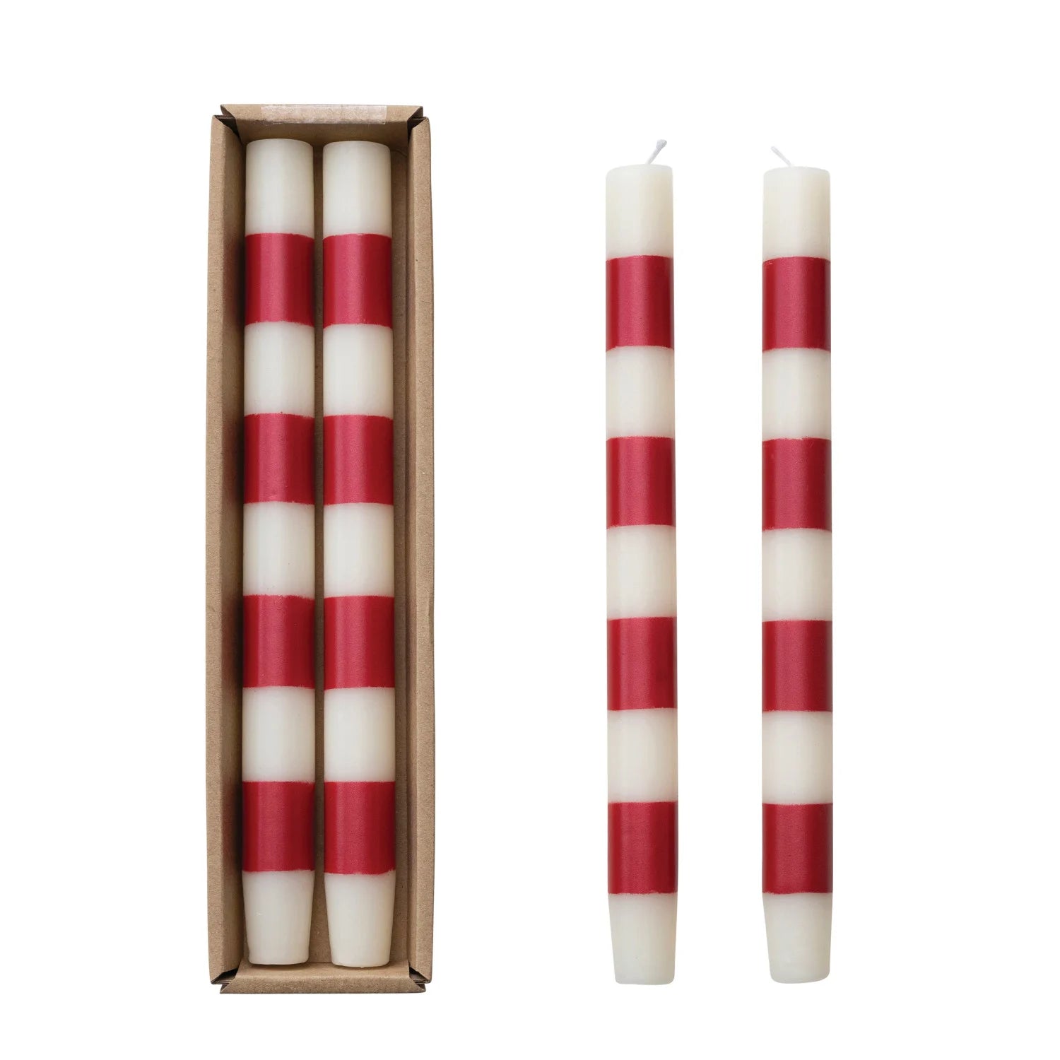 Holiday Red Stripe Taper Candles